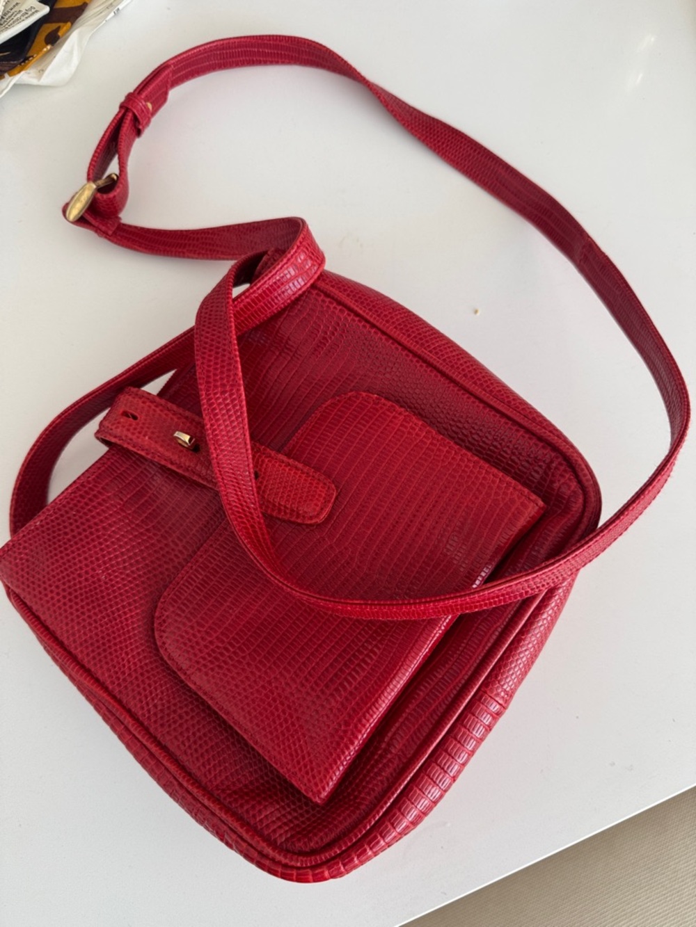 Susan Gail Red Textured Crossbody Shoulder Bag